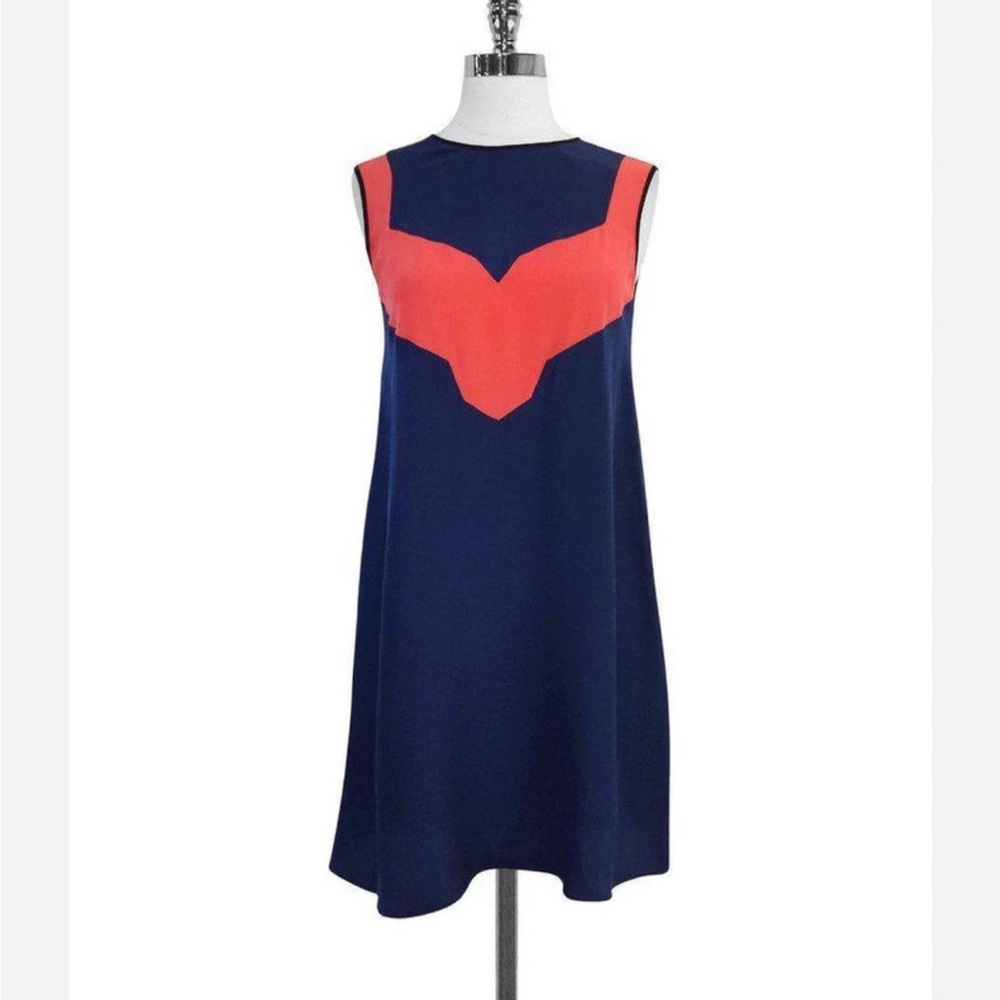 Jason Wu Silk Navy/Coral shift dress